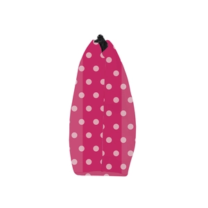 Waterproof travel toiletry pouch with vibrant pink and white polka dot digital print