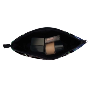 Waterproof dandelion floral makeup bag for women showing spacious interior and secure zipper