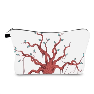 Waterproof Polyester Cosmetic Bag Tree Of Life Print Portable Travel Toiletry Storage Pouch Zipper Closure For Women Jewelry