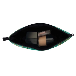 Water-resistant emerald green dandelion pattern makeup bag with zipper and large capacity