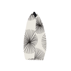 Waterproof portable travel toiletry bag with black dandelion print on creamy white base
