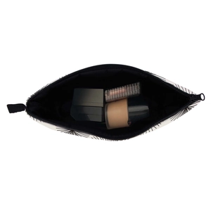 Waterproof travel toiletry bag with black dandelion print and large capacity storage
