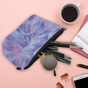 Waterproof dandelion makeup bag with zipper, portable travel storage for cosmetics