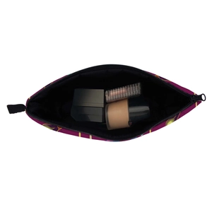 Trousse de maquillage violette imperméable à imprimé floral et grande capacité de voyage