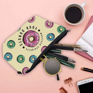 Tragbare Kosmetiktasche mit Donut-Druck und Whatever Sprinkles Your Donuts Aufschrift