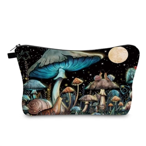 Borsa da Toilette in Poliestere con Stampa a Fungo Impermeabile Organizer Trucco da Viaggio per Donna Borsa Foresta Fantasia
