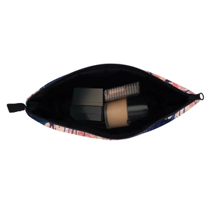 Portable colorful mushroom printed makeup bag with secure zipper and black lining