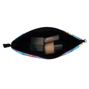 Portable cosmetic bag with mushroom print and large capacity for travel storage