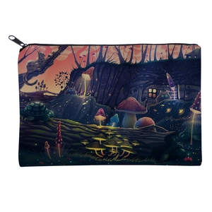 Mushroom Fantasy Forest Print Makeup Bag Polyester Zipper Toiletry Organizer Travel Cosmetic Handbag For Women Gift