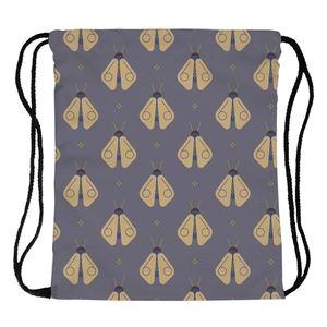 Women's Casual Polyester Drawstring Backpack With Digital Moth Print Lightweight Portable Outdoor Travel Cinch Bag Daypack