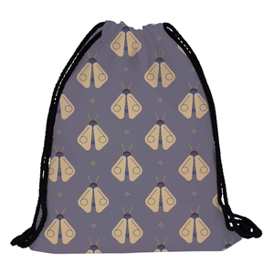 Digital firefly print drawstring backpack in grayish purple for outdoor travel and sports