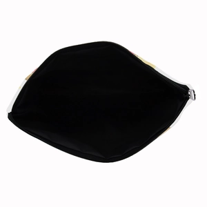 Portable rabbit print square makeup bag with wide opening and black interior lining