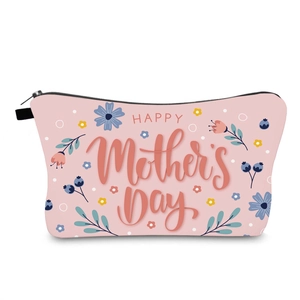 Waterproof Polyester Floral Cosmetic Bag Mother's Day Gift Travel Makeup Organizer Pouch Women Vintage Style Zippered Bag
