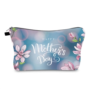 Trousse Maquillage Fête des Mères Imprimé Magnolia Fleurs Polyester Fermeture Éclair Trousse de Toilette Voyage Portable