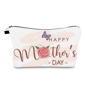 Happy Mother's Day Makeup Bag Polyester Waterproof Portable Travel Cosmetic Storage Organizer Handbag For Women Gift