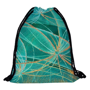 Teal drawstring backpack with dandelion floral pattern for outdoor travel and gym