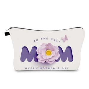 Trousse de Maquillage Fête des Mères Polyester Imperméable Portable Voyage Rangement Cadeau Happy Mother's Day Femme Pochette