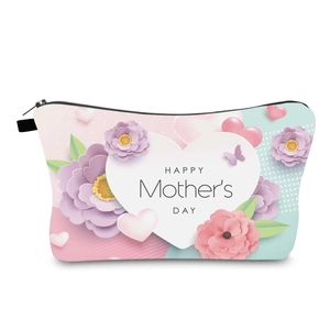 Mother's Day Makeup Bag Polyester Waterproof Portable Travel Toiletry Storage Bag Floral Print Clutch Bag For Women Gift