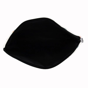 Square travel makeup bag with bunny print and durable black inner lining