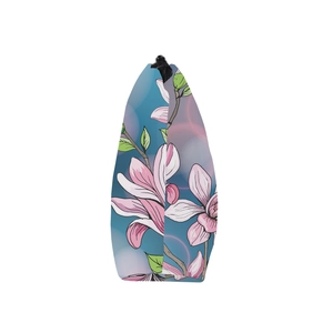 Trousse à maquillage étanche avec motif magnolia rose et fermeture éclair noire
