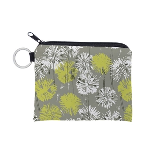 Portable Mini Coin Purse Waterproof Polyester Dandelion Print Zipper Pouch Key Ring Card Holder For Women Daily Travel Bag