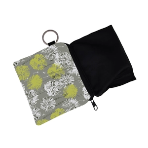 Waterproof dandelion print coin purse with a portable foldable black shopping bag