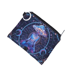Mini porte-monnaie imperméable avec imprimé champignon mystique et motifs de lune