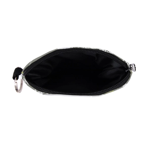 Waterproof dandelion print coin purse with a black zipper and metallic keyring