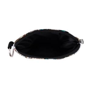 Waterproof butterfly floral print mini coin purse with metal keychain and black zipper