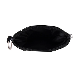 Waterproof oval coin purse with dandelion print and metal keychain attachment