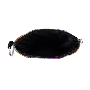 Water-resistant dandelion print coin purse with colorful abstract art and metal keychain