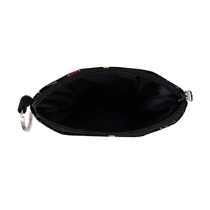 Waterproof portable mushroom print coin purse with metal keychain and black zipper