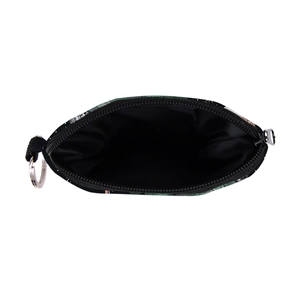 Waterproof mushroom print coin purse with zipper closure and metal keychain ring