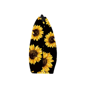 Trousse à maquillage imperméable à motif tournesol avec fermeture éclair noire
