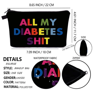 Portable polyester cosmetic bag with colorful digital print and waterproof material