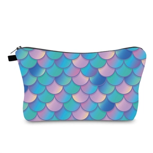 Mermaid Scale Printed Makeup Bag Polyester Waterproof Travel Toiletry Organizer Portable Handheld Cosmetic Bag For Women
