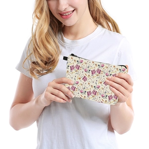 Portable makeup bag with medical nurse prints featuring stethoscope and first aid kit