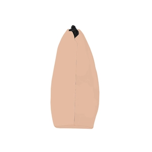 Side view showing the teardrop profile and black zipper of the butterfly makeup pouch