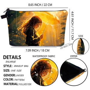 Détails des dimensions de la trousse de toilette imperméable en polyester à motif