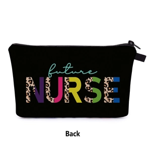 Detail view of the durable black canvas nurse travel bag featuring back design and zipper