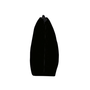Side view of black nurse cosmetic bag showing sturdy triangular base and zipper