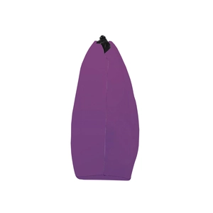 Side view of purple unicorn makeup bag showing the triangle shape and black zipper detail