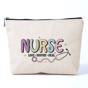 Nurse Appreciation Gift Printed Polyester Makeup Bag For Women Stethoscope Pattern Travel Toiletry Storage Zipper Pouch