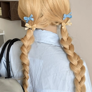 Set de pinzas para el cabello con lazo de acetato en azul cielo y beige crema para mujer
