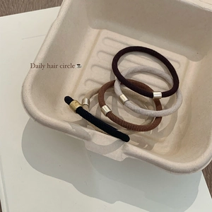 Set of high-elasticity hair ties in four colors with metal decorative buckles