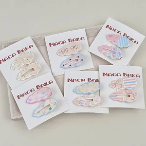 Floral cloud hair clip set with cute bow and heart patterns for sweet girls