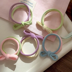 Cute Colorful Bowknot Hair Ties For Women Girls High Elastic Ponytail Holder Handmade Korean Style Sweet Fabric Hair Ropes