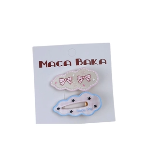 Set of 2 cute cloud-shaped floral bow hair clips in pink and blue for women and girls