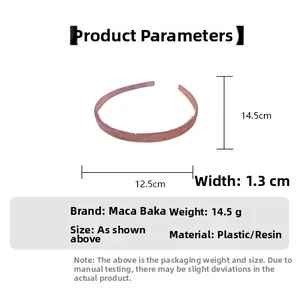 Dimensions détaillées du serre-tête rose en résine avec dents intérieures antidérapantes