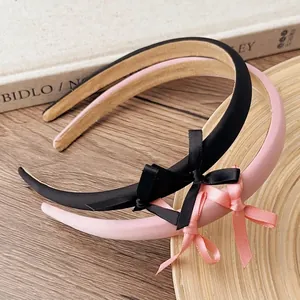 Women's Sweet Bow Satin Headband Korean Style Balletcore Fabric Hair Hoop Elegant Handmade Daily Wear Hair Accessories